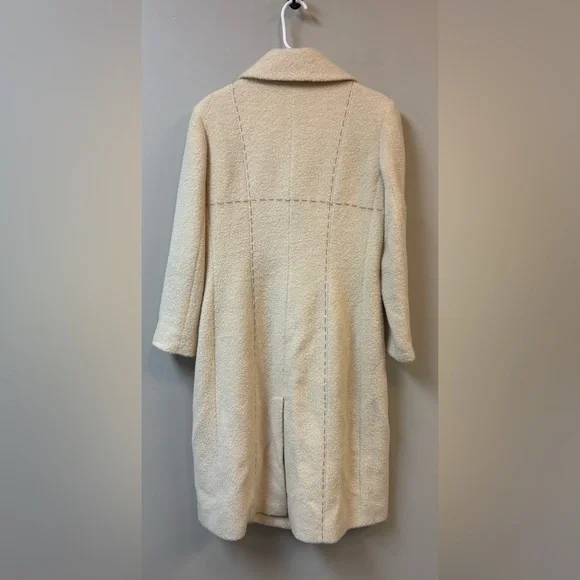 Alpaca 111 Handfinished Alpaca Suri Wool Long Cream Coat - Picture 8 of 9